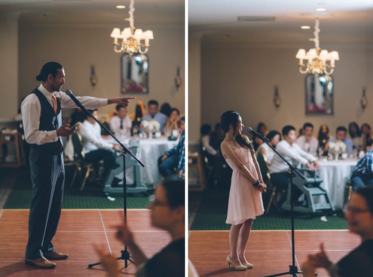 Wedding reception during a Evergreen Country Club Wedding in Northern Virginia. Captured by NYC wedding photographer Ben Lau.