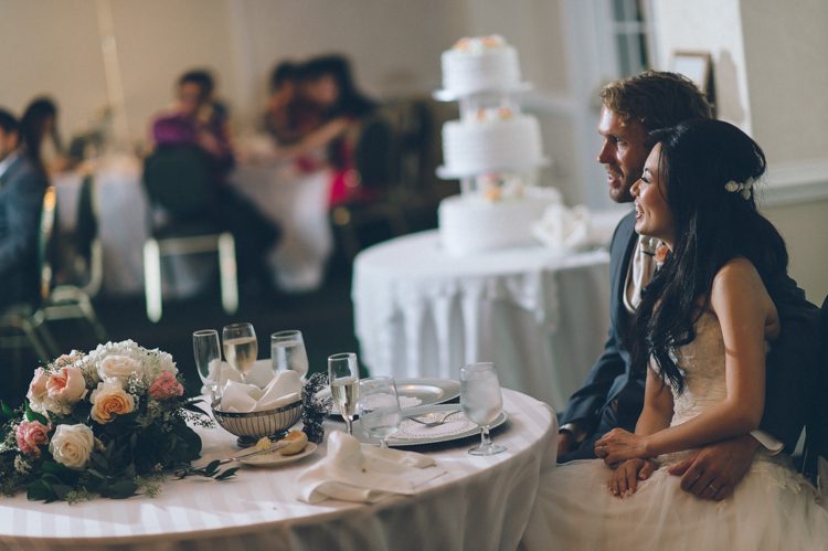 Wedding reception during a Evergreen Country Club Wedding in Northern Virginia. Captured by NYC wedding photographer Ben Lau.