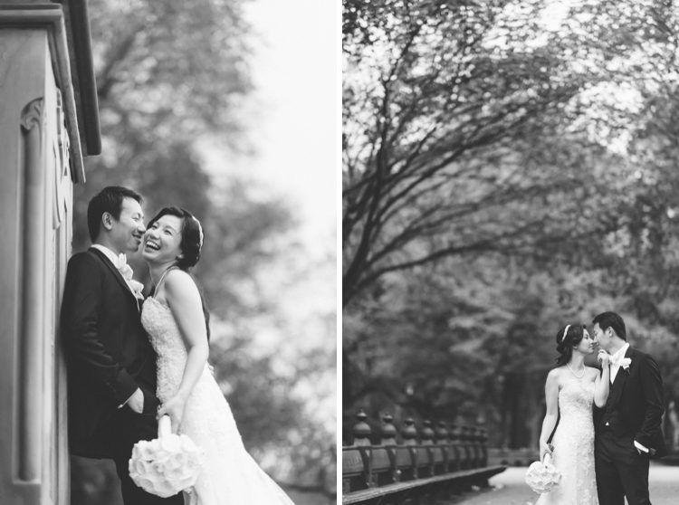Central Park wedding photos before Alyssa & Gary's wedding at the Lotos Club. Captured by NYC wedding photographer Ben Lau Photography.