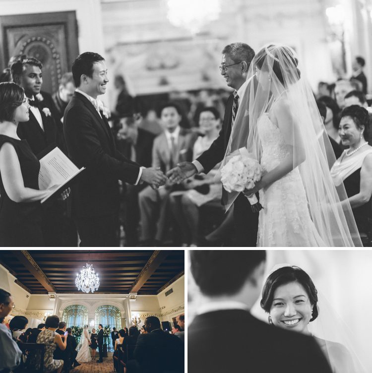 Wedding ceremony at the Lotos Club in NYC. Captured by NYC wedding photographer Ben Lau Photography.