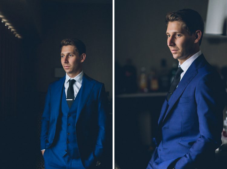 Groom portraits on the morning of their Chart House wedding in Weehawken. Captured by NJ wedding photographer, Ben Lau.