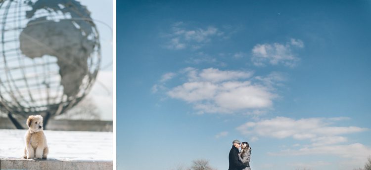 Flushing Meadows Engagement Session in Queens, NY. Captured by NYC wedding photographer Ben Lau.