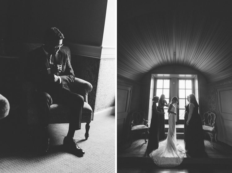Groom solo portraits on the morning of his Oheka Castle wedding in Long Island, NY. Captured by NYC wedding photographer Ben Lau.