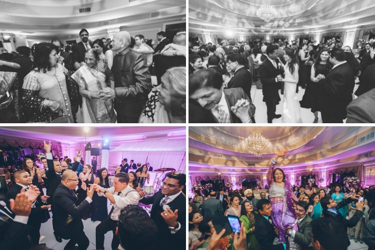 Guests dancing during an Oheka Castle wedding in Long Island, NY. Captured by NYC wedding photographer Ben Lau.