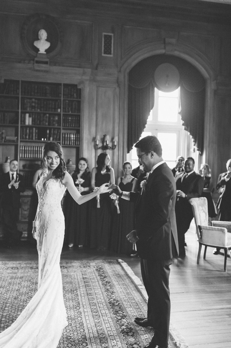 First look on the morning of Tivoli & David's wedding at Oheka Castle in Long Island, NY. Captured by NYC wedding photographer Ben Lau.