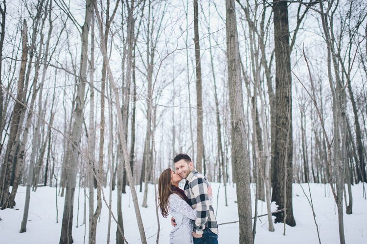 Snowy engagement session in NJ, captured by NJ wedding photographer Ben Lau.
