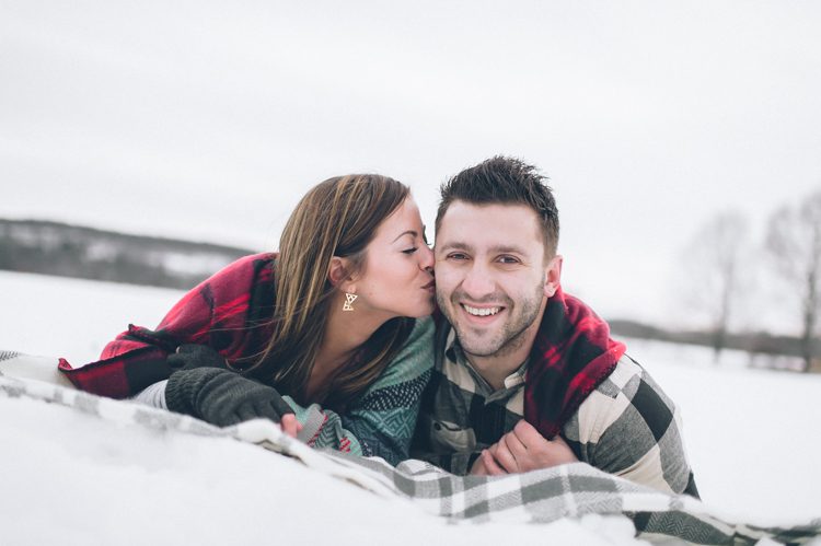Snowy engagement session in NJ, captured by NJ wedding photographer Ben Lau.