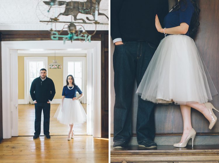 Marleen and George stand in an empty house during their Princeton Engagement Session with NJ Wedding Photographer Ben Lau.