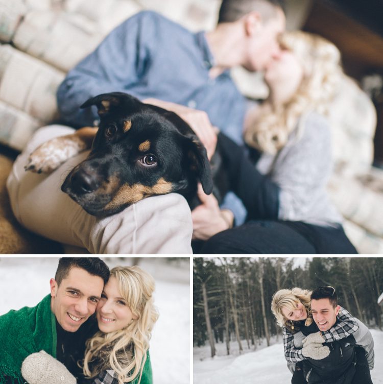 Cozy and fun cabin engagement session in Upstate NY. Captured by NJ wedding photographer Ben Lau.