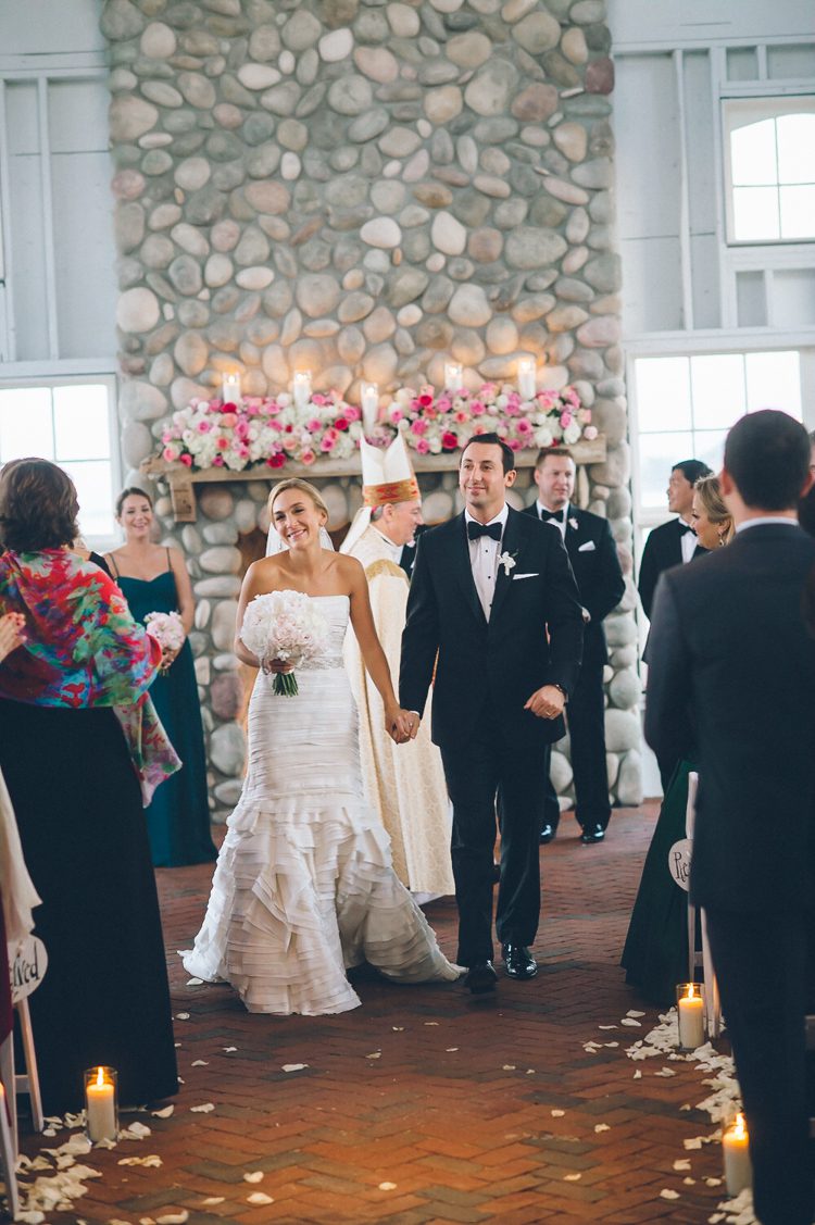 Wedding ceremony during a Mallard Island Yacht Club wedding. Captured by NJ wedding photographer Ben Lau.