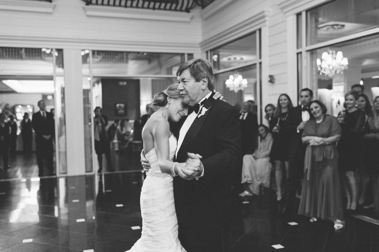 Bride dances with her father during her Mallard Island Yacht Club wedding reception. Captured by NJ wedding photographer Ben Lau.