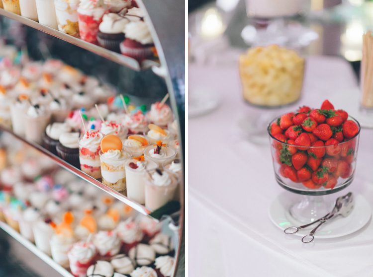 Dessert table for a Seaport Hotel wedding in Boston, MA. Captured by NYC wedding photographer Ben Lau.