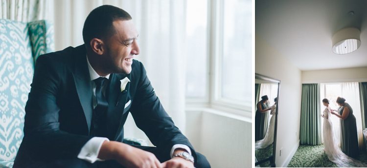 Groom portraits on the morning of his Seaport Hotel wedding in Boston, MA. Captured by NYC wedding photographer Ben Lau.