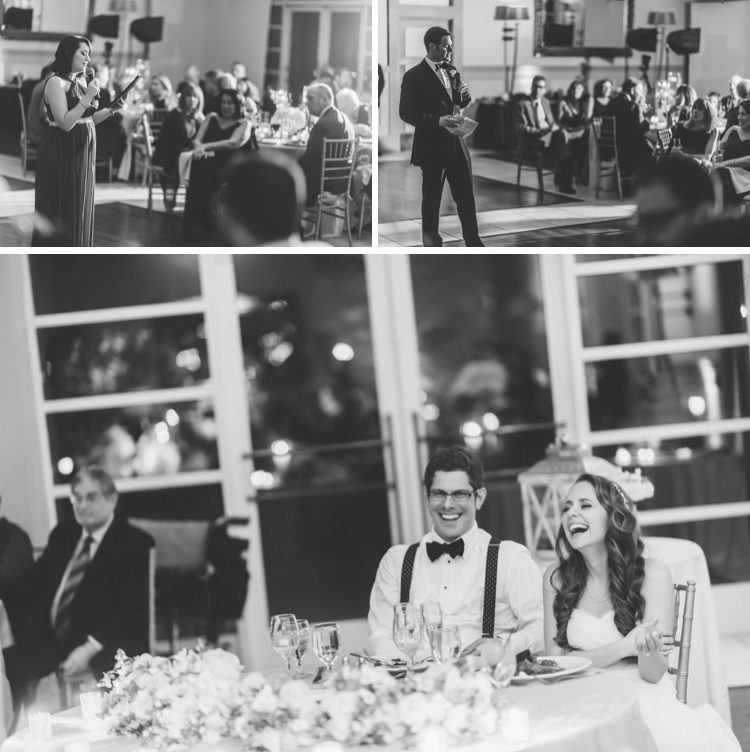 Toasts during a wedding reception at the Stone House in Stirling Ridge. Captured by NJ wedding photographer Ben Lau.