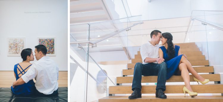 Jen & Jeff's NYC engagement session at MoMA. Captured by NYC wedding photographer Ben Lau.