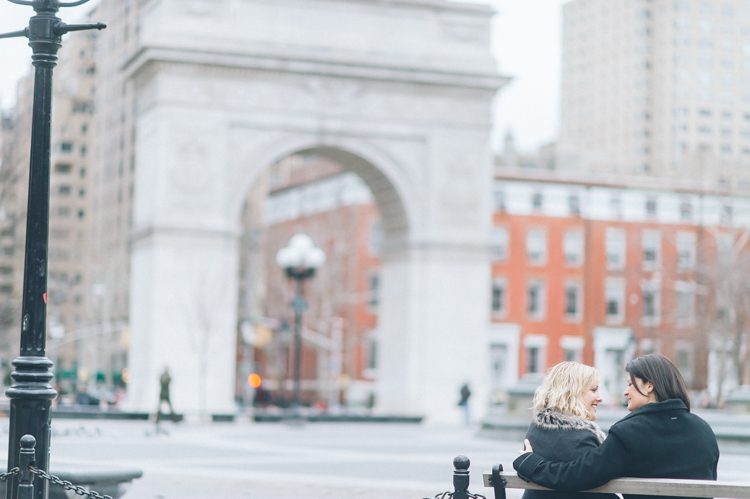 LGBT engagement session in NYC's Washington Square Park. Captured by NYC wedding photographer Ben Lau.