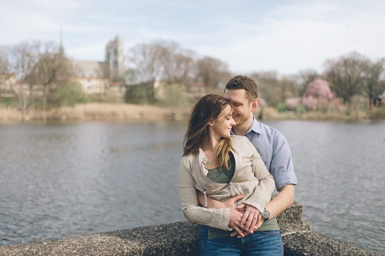 Cherry Blossoms engagement session in Montclair and Branch Brook Park. Captured by NJ wedding photographer Ben Lau.