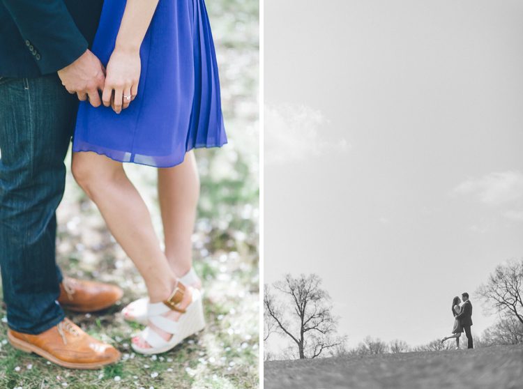 NJ Cherry Blossoms engagement session in Branch Brook Park and Montclair. Captured by NJ wedding photographer Ben Lau.