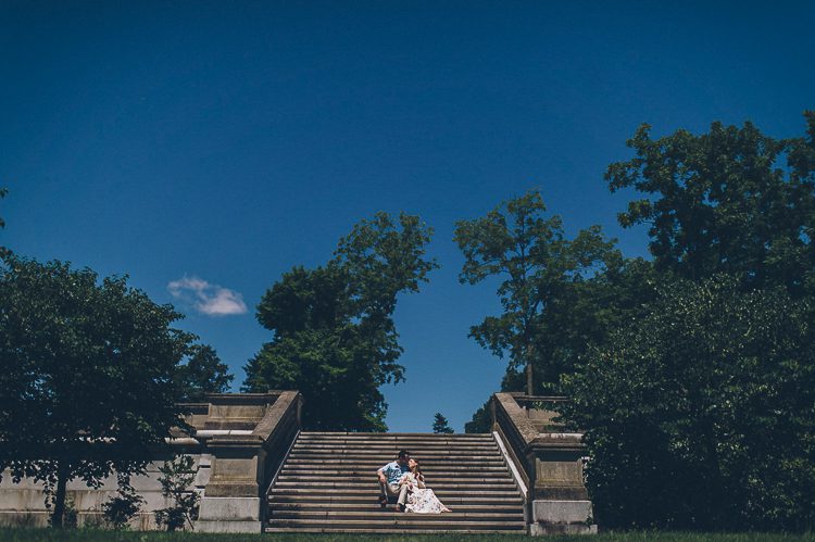 Green, natural engagement session in Central NJ captured by Northern NJ wedding photographer Ben Lau.