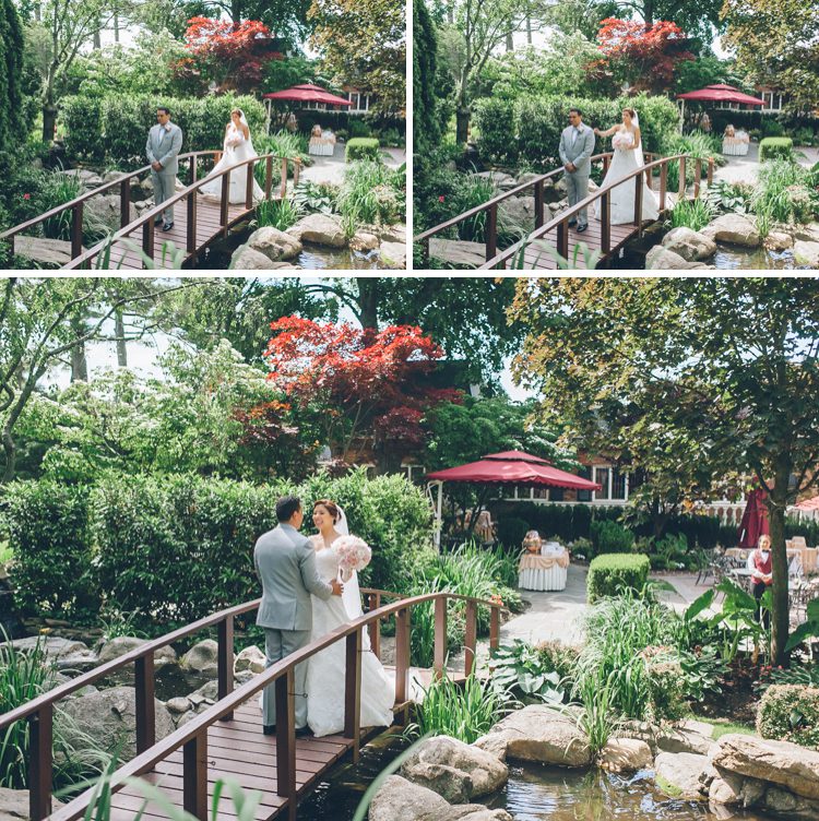 First look or a Westbury Manor wedding in Westbury, NY. Captured by Long Island Wedding Photographer Ben Lau.