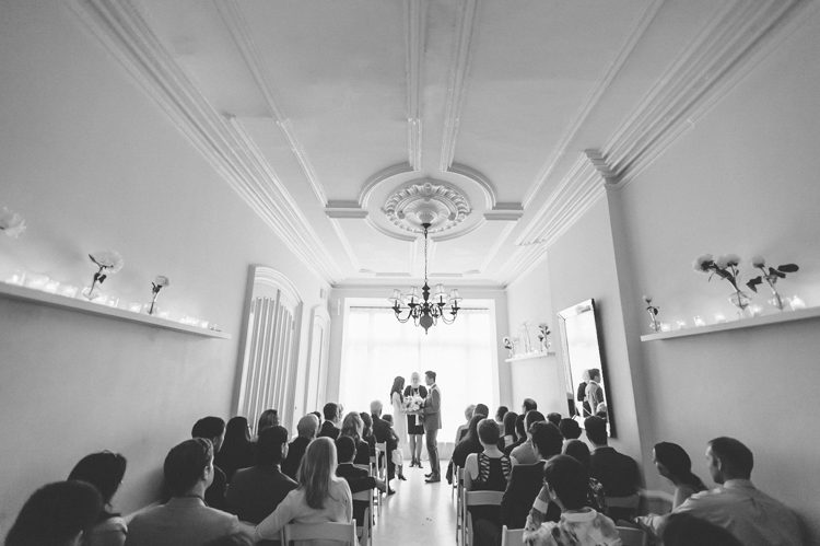 Susan & Andy's small, intimate Brooklyn wedding at Ici Restaurant, captured by Brooklyn wedding photographer Ben Lau.