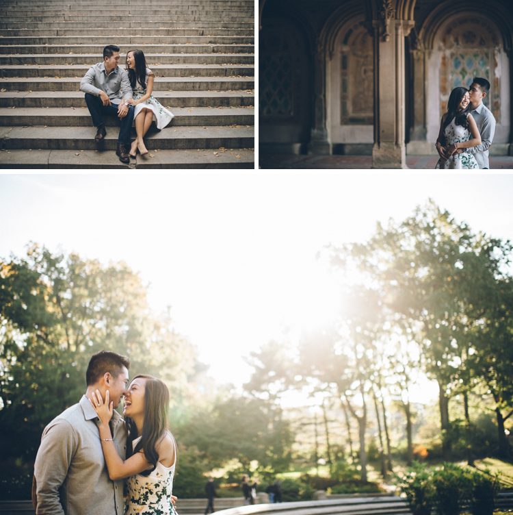 Fun engagement session in Central Park, captured by NYC wedding photographer Ben Lau.