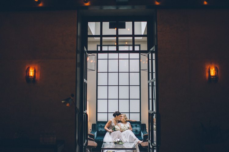LGBT wedding at the City Hall Restaurant in NYC, captured by NYC wedding photographer Ben Lau.