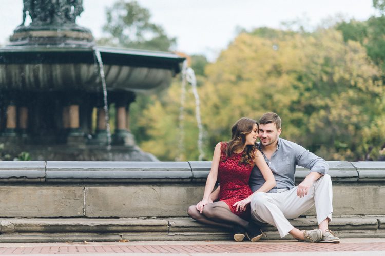 Central Park engagement session in NYC, captured by photojournalistic NYC wedding photographer Ben Lau.