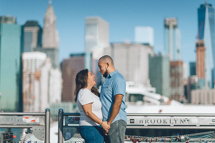 Brooklyn engagement session in DUMBO, captured by NYC wedding photographer Ben Lau.