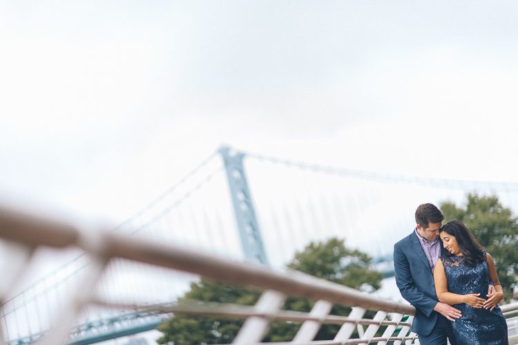 Camden Waterfront engagement session captured by NJ wedding photographer Ben Lau.