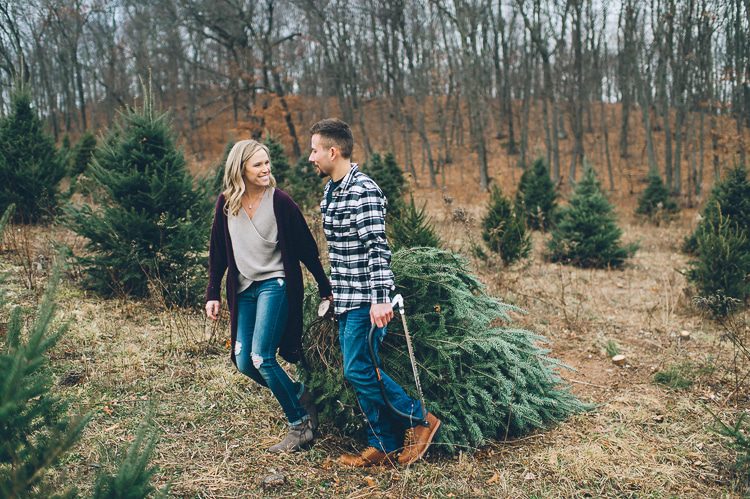 Christmas tree farm engagement session in Sussex, NJ - captured by North Jersey wedding photographer Ben Lau.