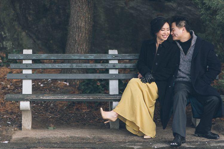 NYC engagement session at Fort Tryon, Bryant Park and the New York Public Library, captured by NYC wedding photographer Ben Lau.