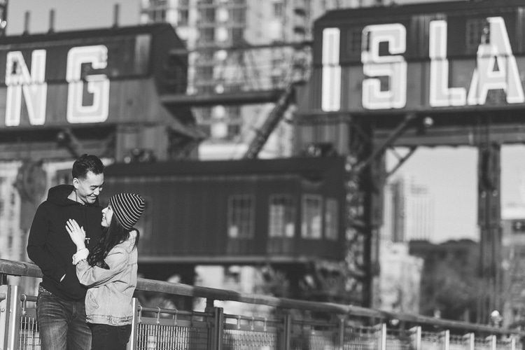 Long Island City engagement session captured by photojournalistic NYC wedding photographer Ben Lau.