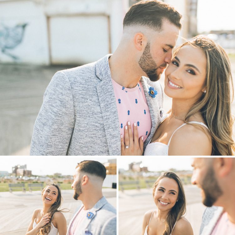 Jersey Shore engagement session in Asbury Park and Seaside Heights, captured by fun Central Jersey wedding photographer Ben Lau.
