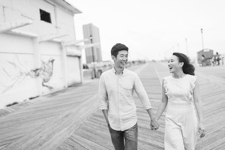 Asbury Park engagement session down the Jersey Shore, captured by fun Jersey Shore wedding photographer Ben Lau.