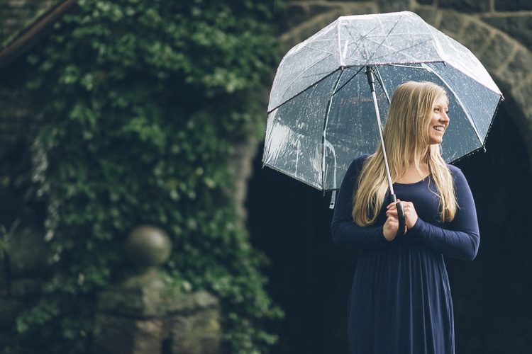 NJ Botanical Garden engagement session in the rain, captured by North Jersey wedding photographer Ben Lau.