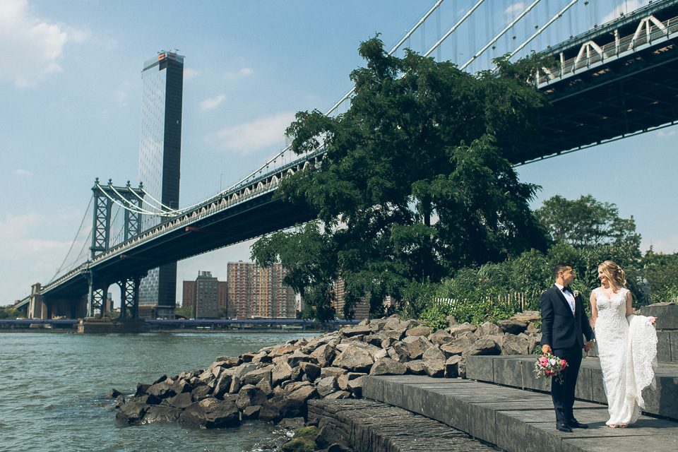 26 Bridge wedding in Brooklyn, captured by fun, candid, photojournalistic Brooklyn wedding photographer Ben Lau.
