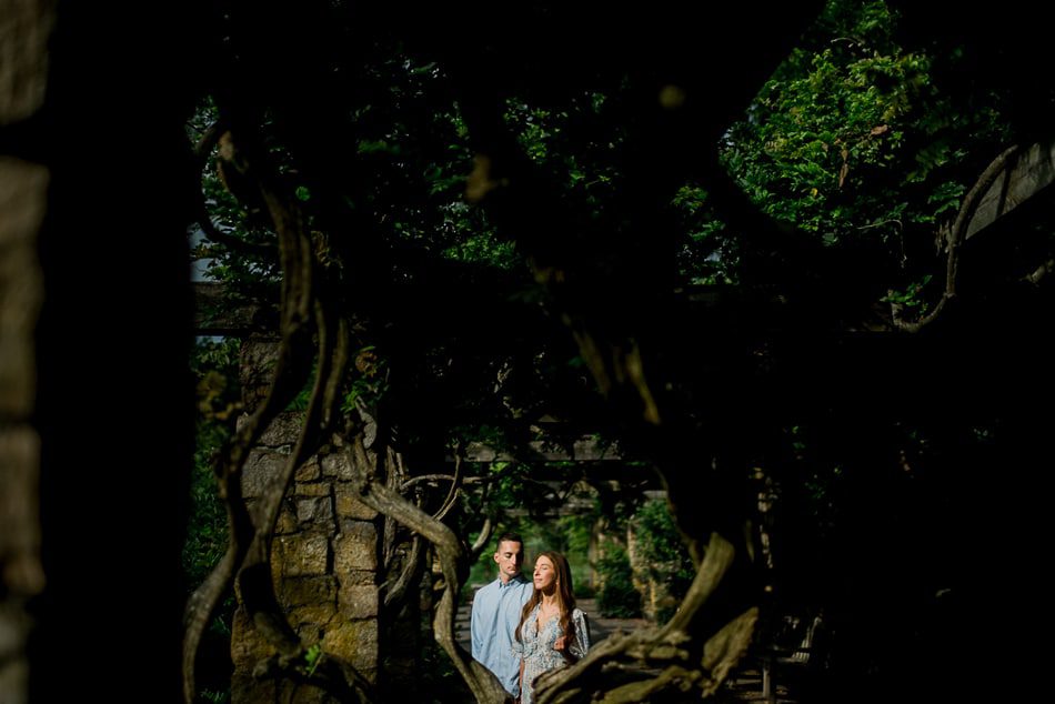 Cross Estate Gardens engagement session in North Jersey, captured by fun, photo-documentary NJ wedding photographer Ben Lau.