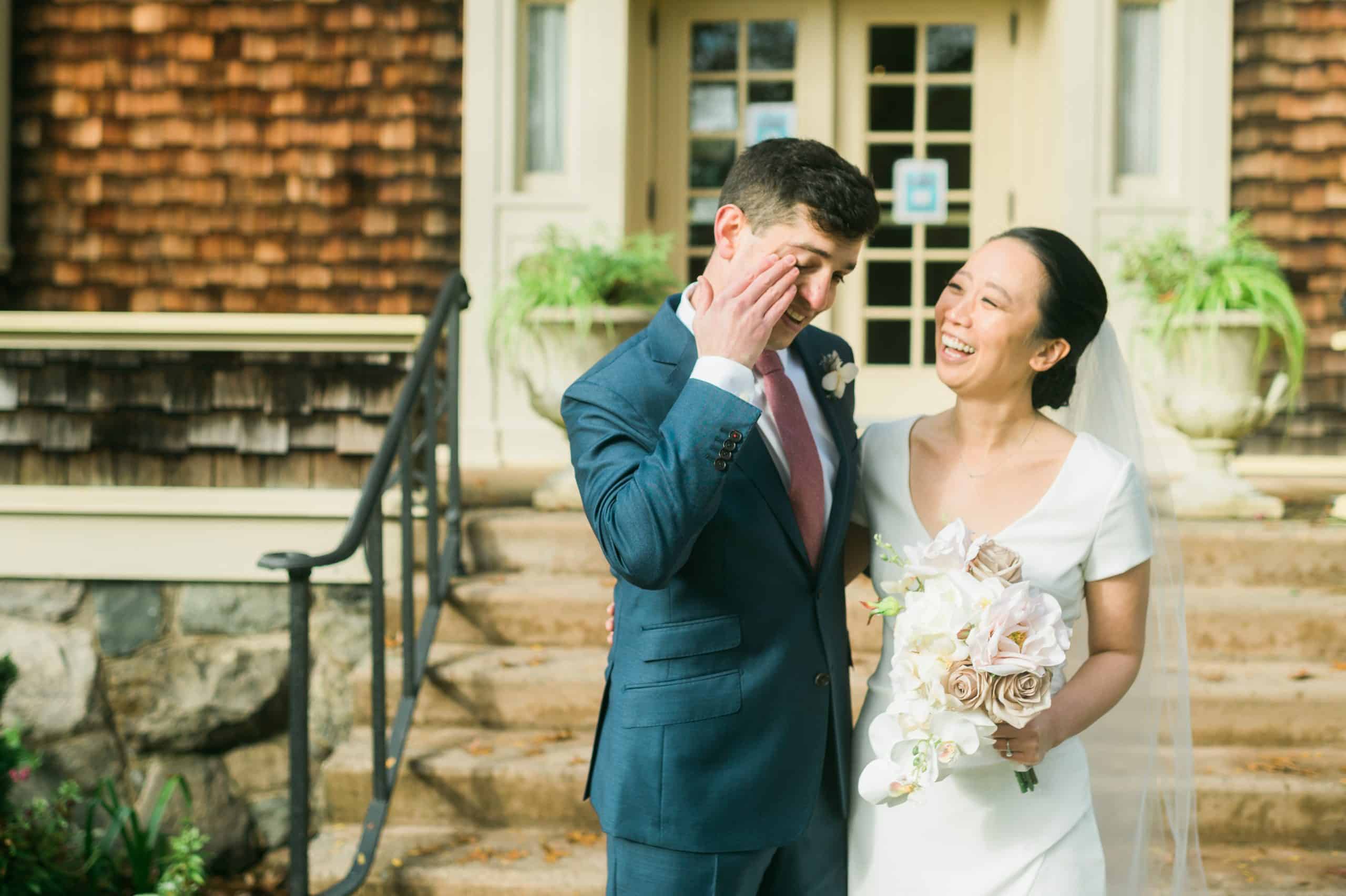 COVID19 Intimate micro-wedding at Reeves Reed Arboretum with Ketubah signing and Chinese tea ceremony, captured by fun, candid, documentary NJ wedding photographer Ben Lau.